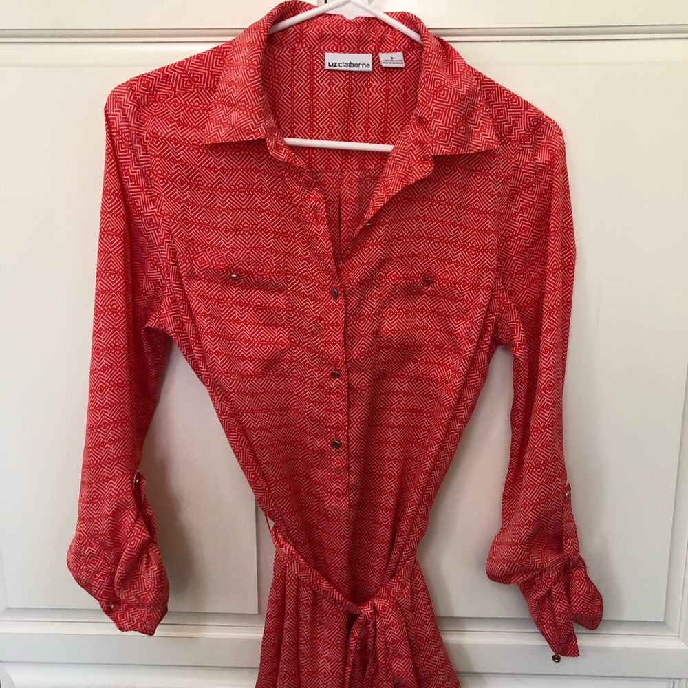 Liz Claiborne orange Button Down Blouse, size S